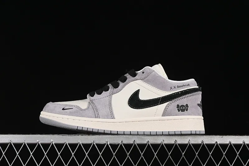All categories Air Jordan Jordan series basketball shoes Air Jordan 1 Low High-end customized low-top sneakers Air Jordan 1 AJ1 Joe 1 Violent Bear joint-Grey Velvet Pig Eight High-end customized low-top retro basketball shoes SJ9950-015